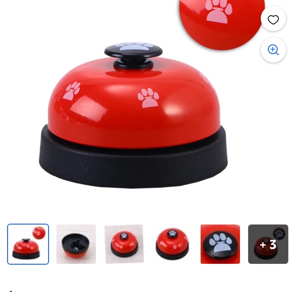 🐕🐕🦺🐩 Red Dog Training Bell with Paw Print - Picture 8 of 11